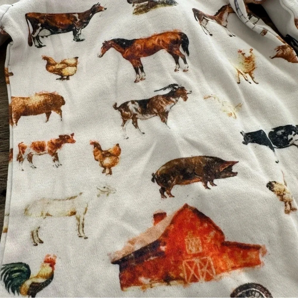 Earthy baby 3 months Organic Cotton Two Way Zip Up Sleeper Farm Animals Cow Barn